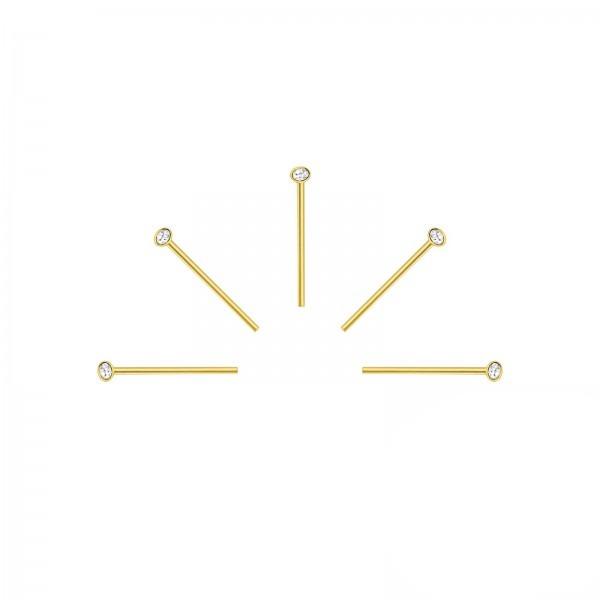 5 x Silver Gold  Bendable Crystal nose stud