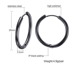 Black Stainless Steel Hoop Earrings