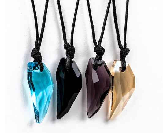 Antique Crystal Wolf Pendant Necklace Set