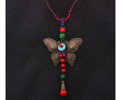 Oriental Style Beaded Butterfly Necklace