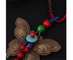 Oriental Style Beaded Butterfly Necklace