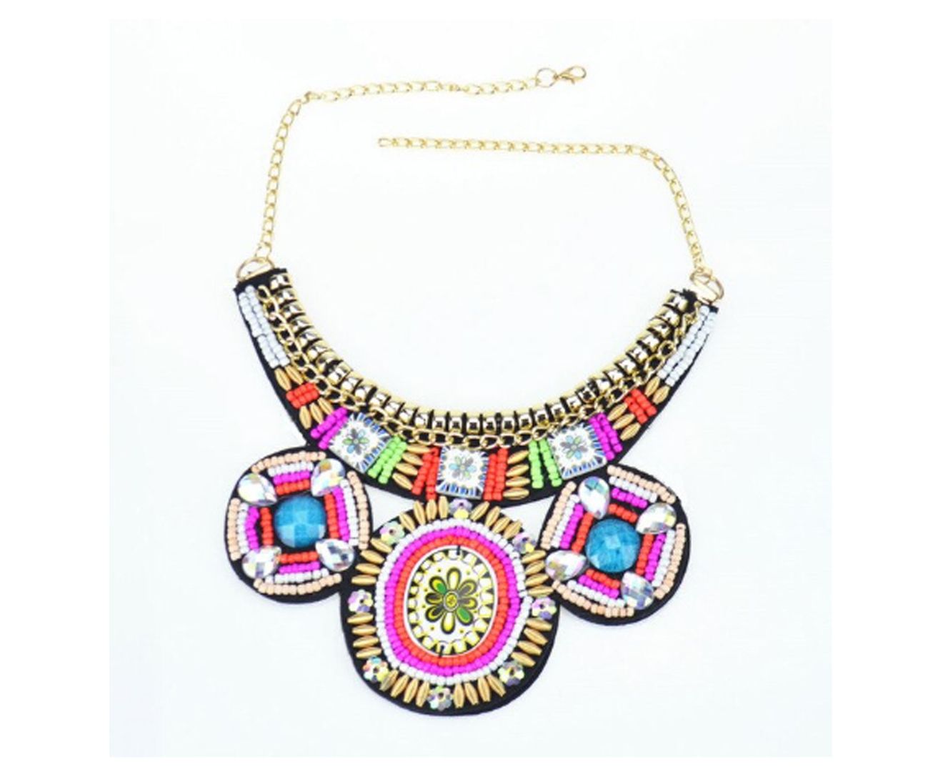 Handmade Embroidery pink Necklace