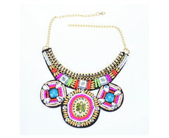 Handmade Embroidery pink Necklace