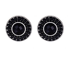Round Resin Water Drop Rhinestone black Earrings