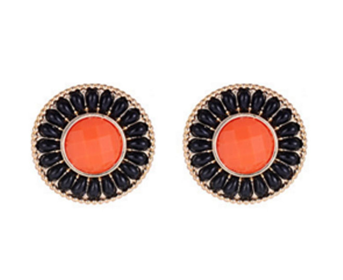 Round Resin Water Drop Rhinestone red Earrings