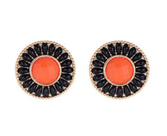 Round Resin Water Drop Rhinestone red Earrings