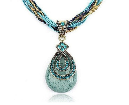 Handmade Retro Crystal Pendant Necklace