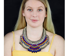 Fashion Hand Made Ethnic Choker Necklace blue