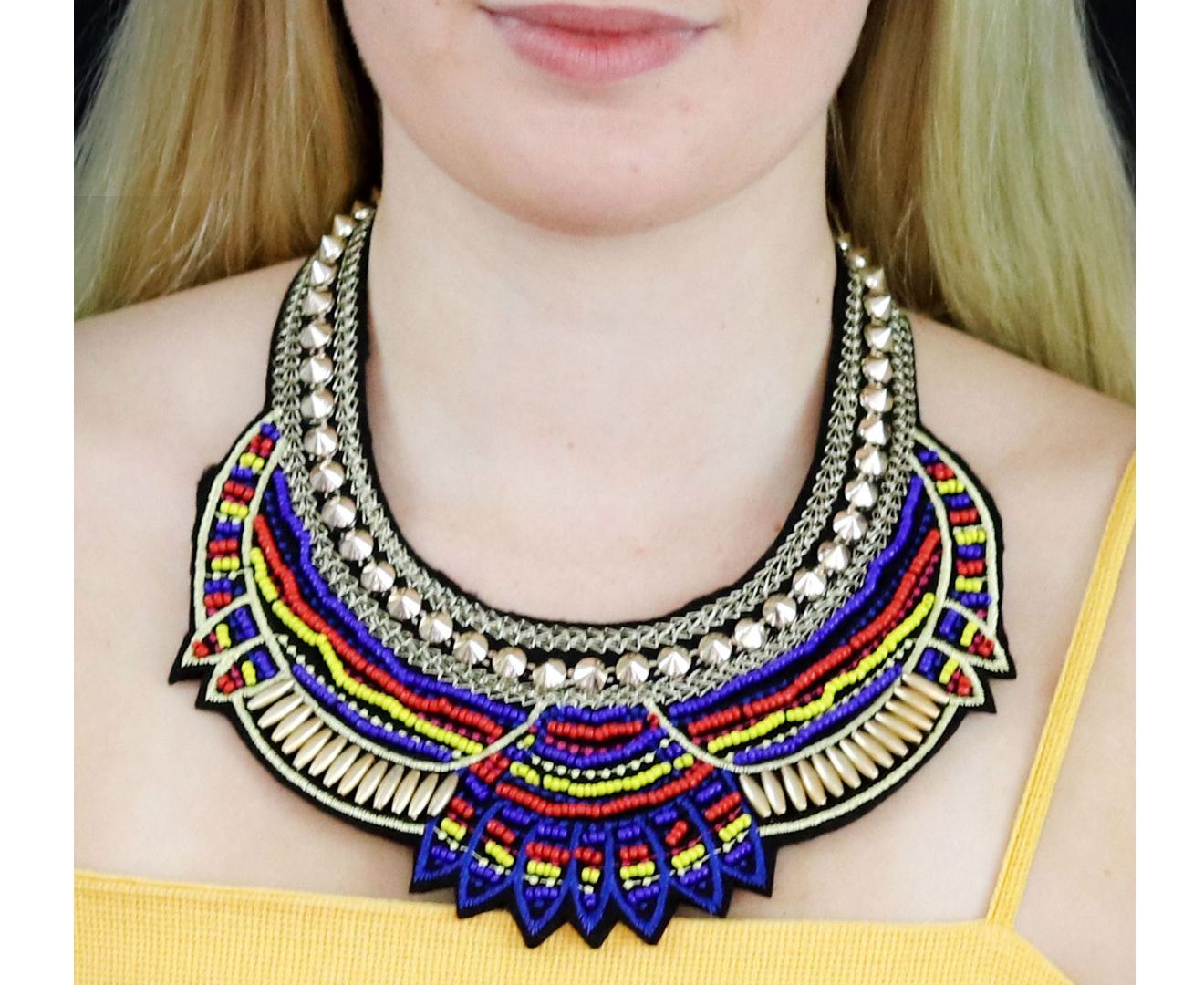 Fashion Hand Made Ethnic Choker Necklace blue