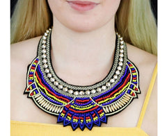 Fashion Hand Made Ethnic Choker Necklace blue