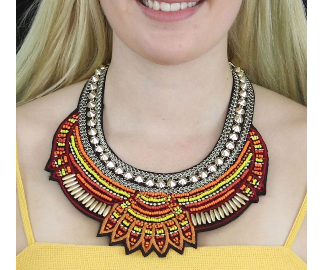 Fashion Hand Made Ethnic Choker Necklace orange