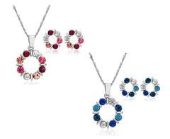 Silver Crystal Beads Necklace Set