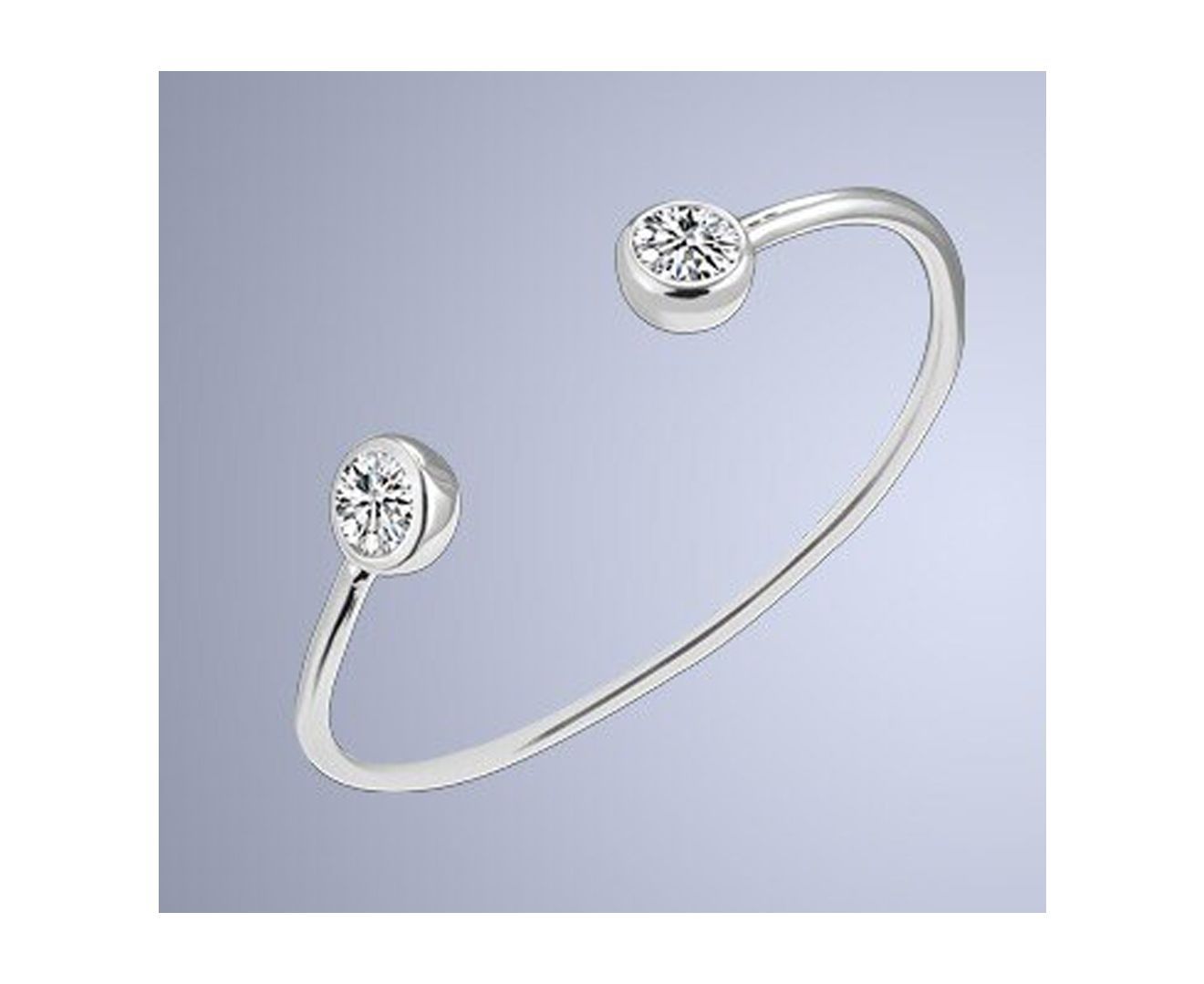 Diamond Screw Cuff Silver Bangle For Women
