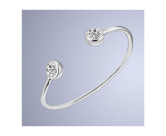 Diamond Screw Cuff Silver Bangle For Women
