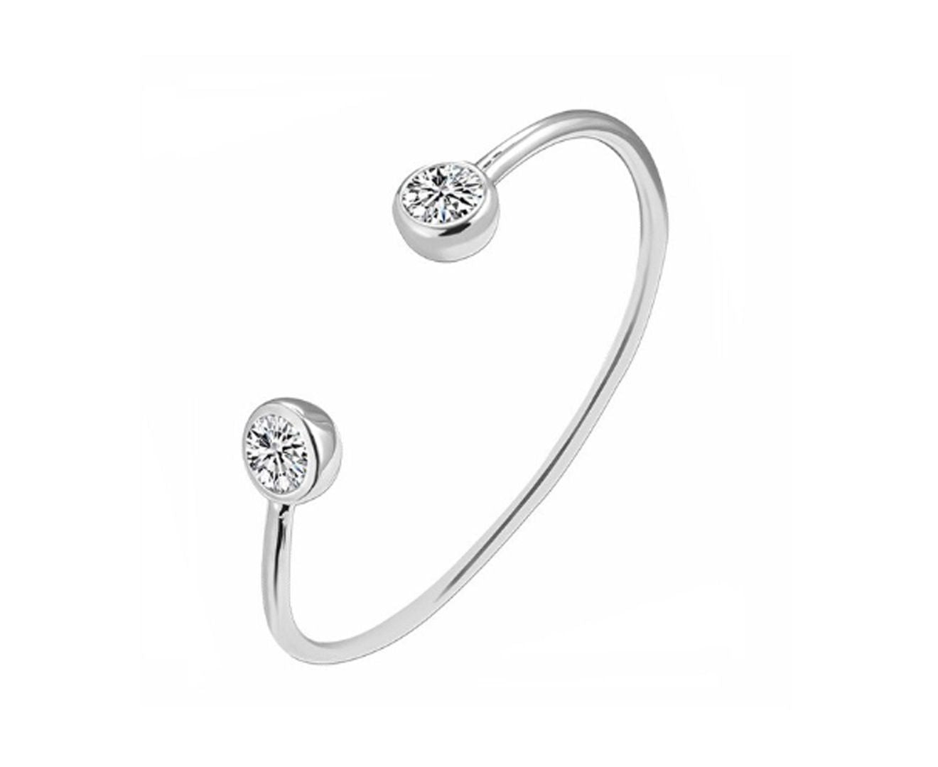 Diamond Screw Cuff Silver Bangle For Women