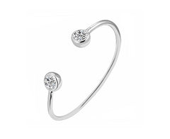 Diamond Screw Cuff Silver Bangle For Women