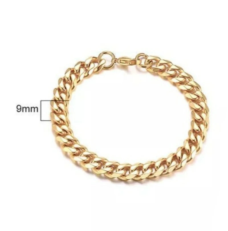 Cuban Link Gold Chain Bracelet - 9mm