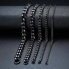 Cuban Link Black Chain Heavy Bracelet - 11mm