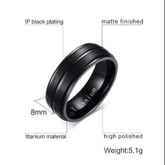 Black Groove Titanium Rings