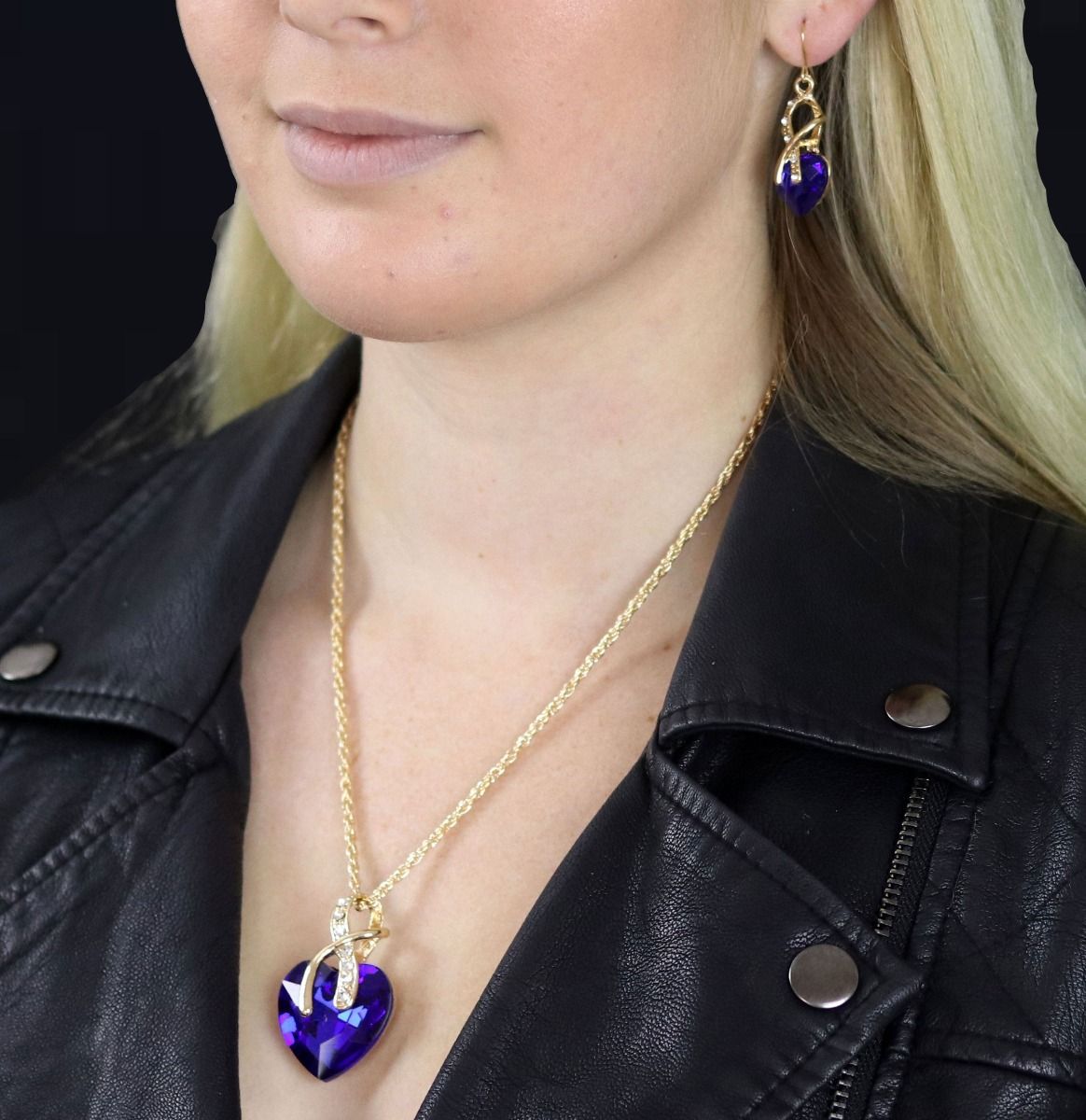 Beautiful Blue Zircon Crystal Heart Jewelry