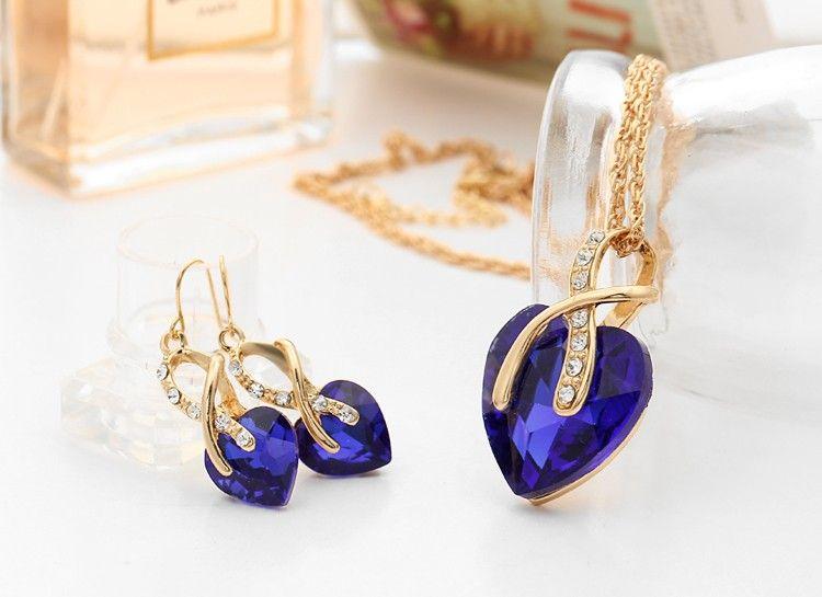 Beautiful Blue Zircon Crystal Heart Jewelry