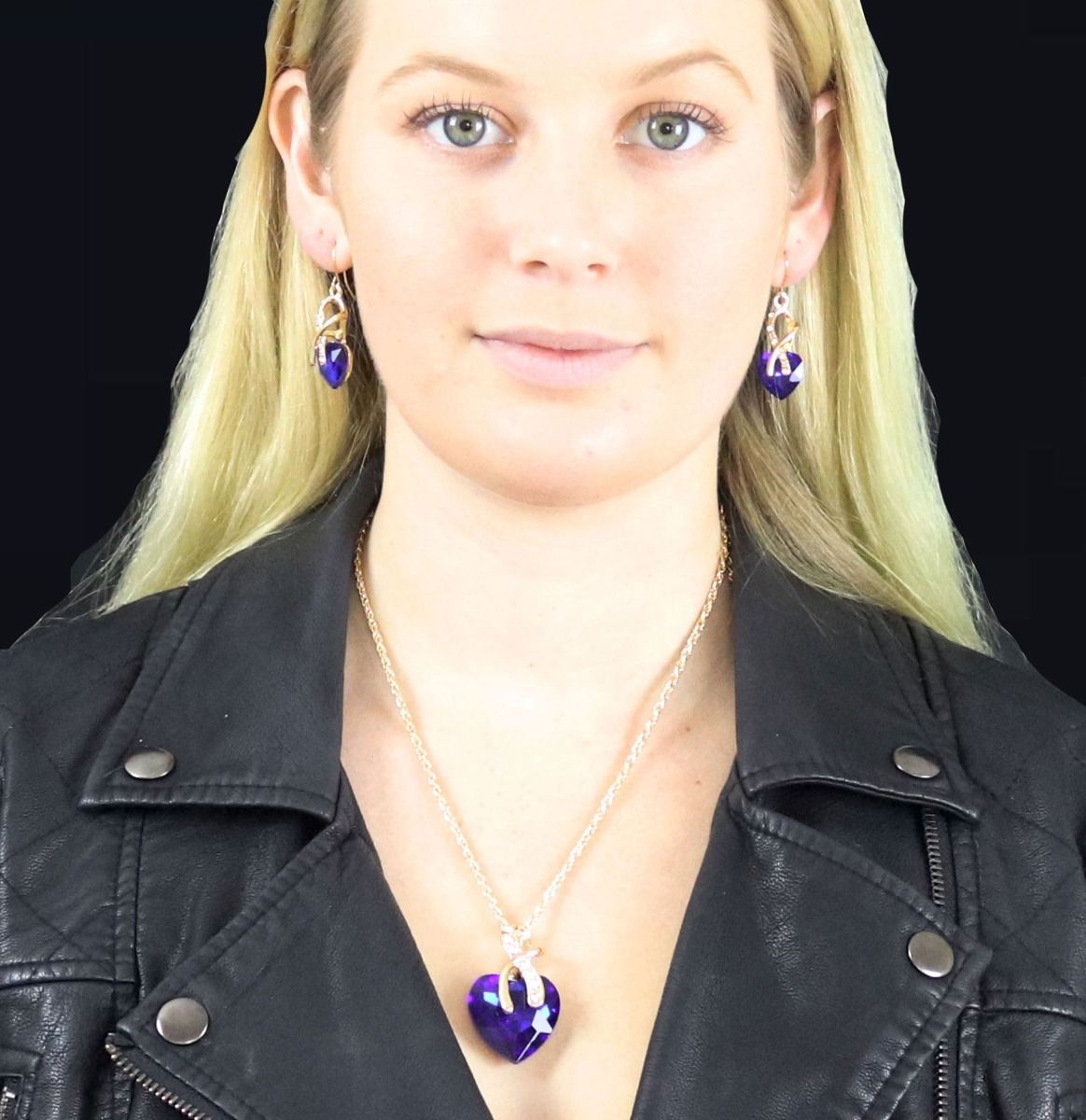 Beautiful Blue Zircon Crystal Heart Jewelry