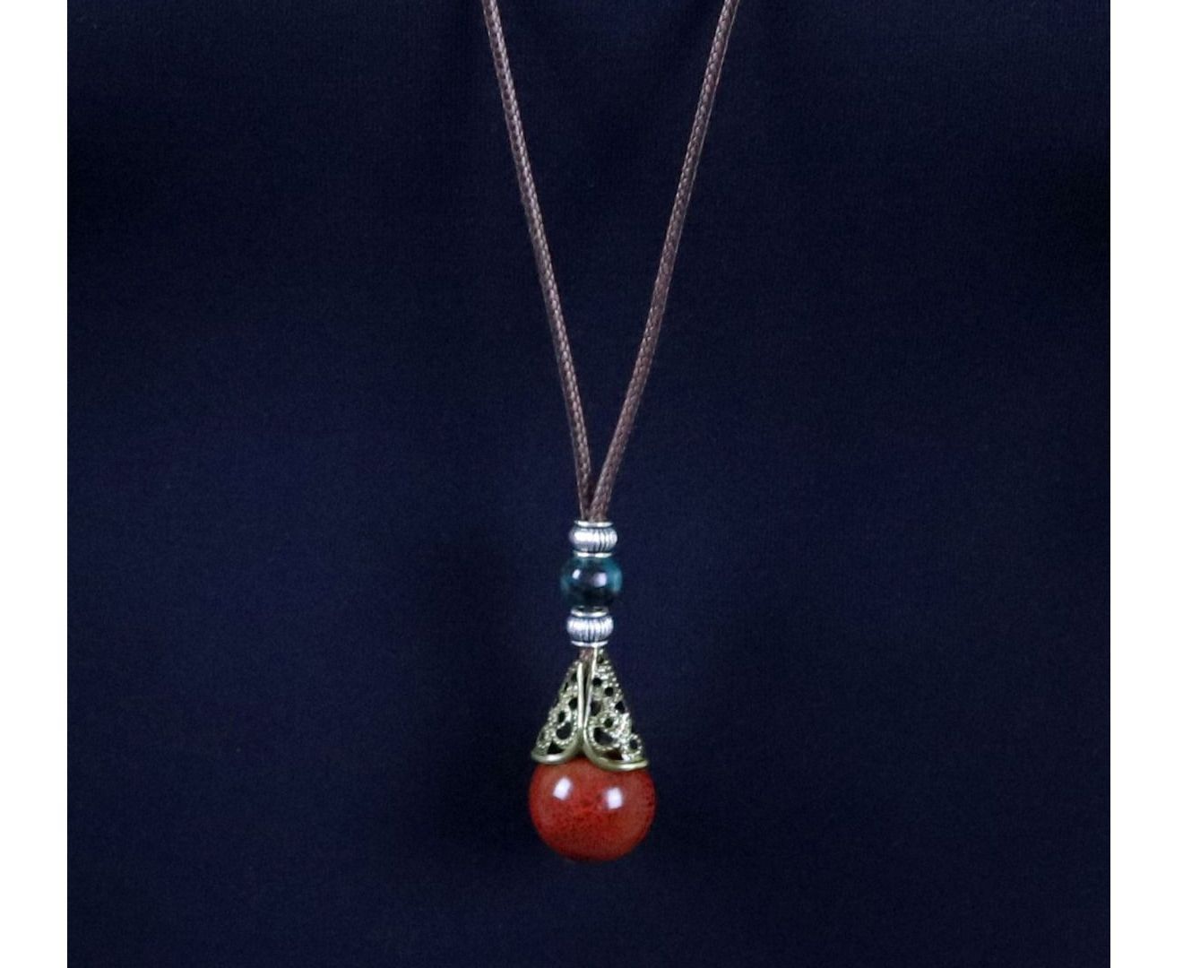 Brown Thread Bead Necklace