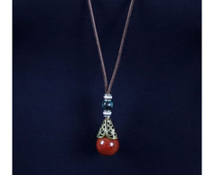 Brown Thread Bead Necklace