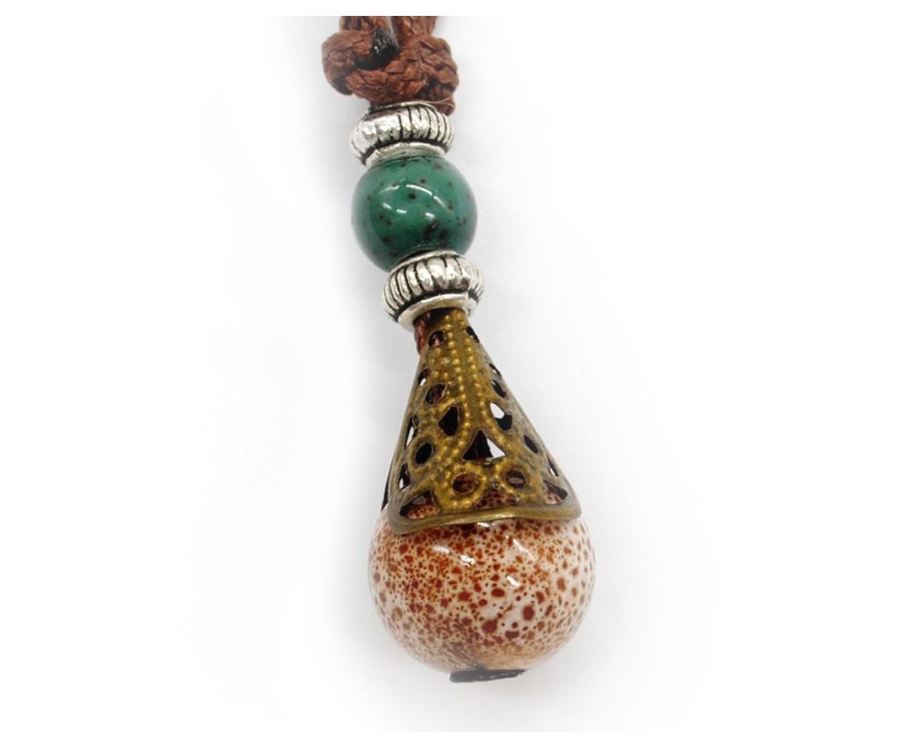 Brown Thread Bead Necklace