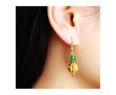 Ceramic Bead and Gemstone Encrusted Drop Earrings