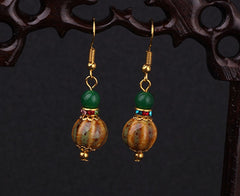Ceramic Bead and Gemstone Encrusted Drop Earrings