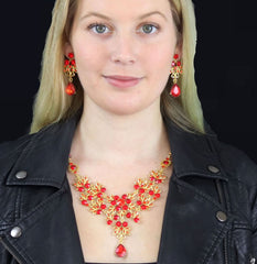 Charming Bridal Red Rhinestone Jewelry