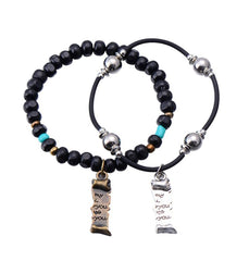 Couple's Retro-Style Black Bracelet Set
