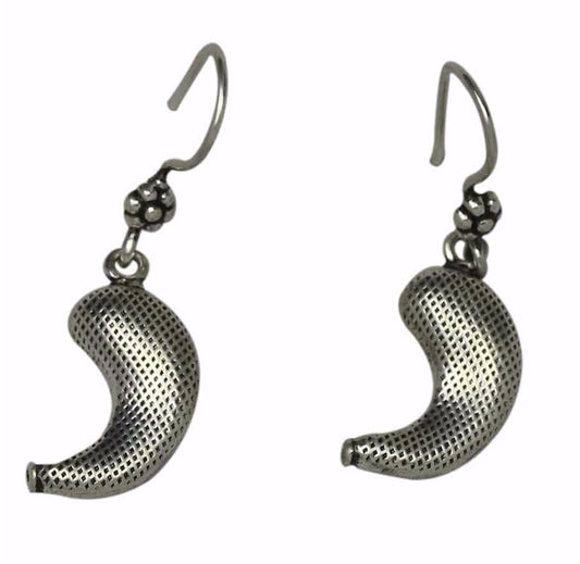 Crescent moon solid sterling silver drop earrings