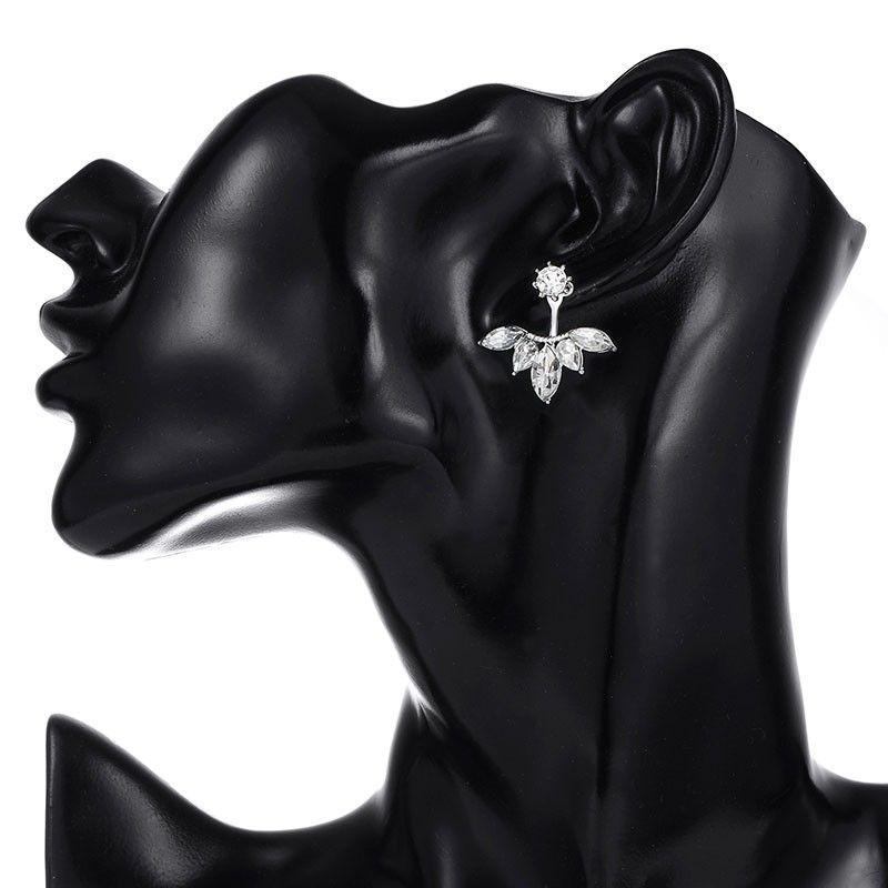 Crystal Flower Shaped Stud Earrings gold