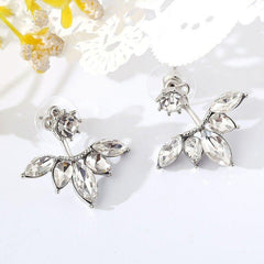 Crystal Flower Shaped Stud Earrings silver