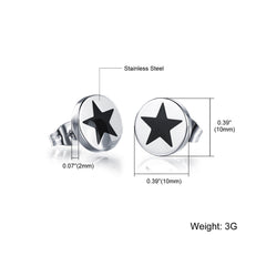 Stainless Steel Star Earrings For Men