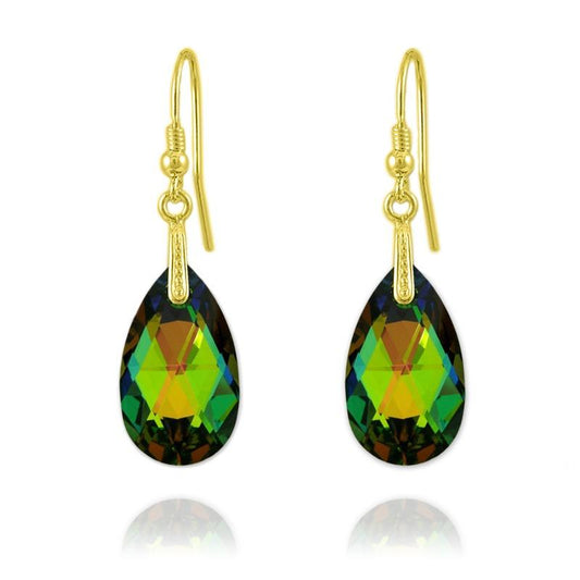 24K Gold Vitrail Pear Earrings