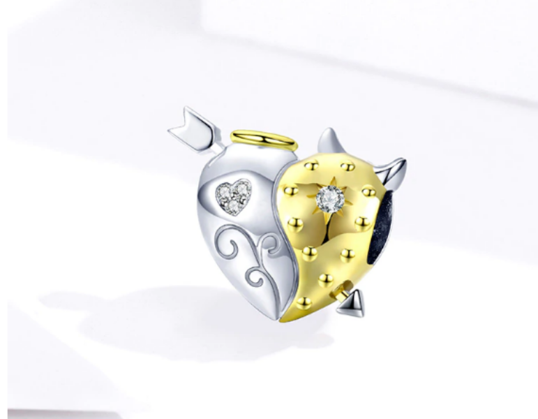 Angel and Devil Heart Charm