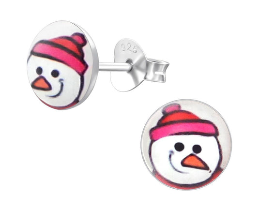 Children's Sterling Silver Snowman Ear Studs