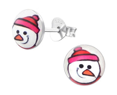 Children's Sterling Silver Snowman Ear Studs