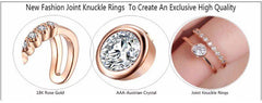Elegant Double Band Toe Ring with Crystal Gemstones rose gold