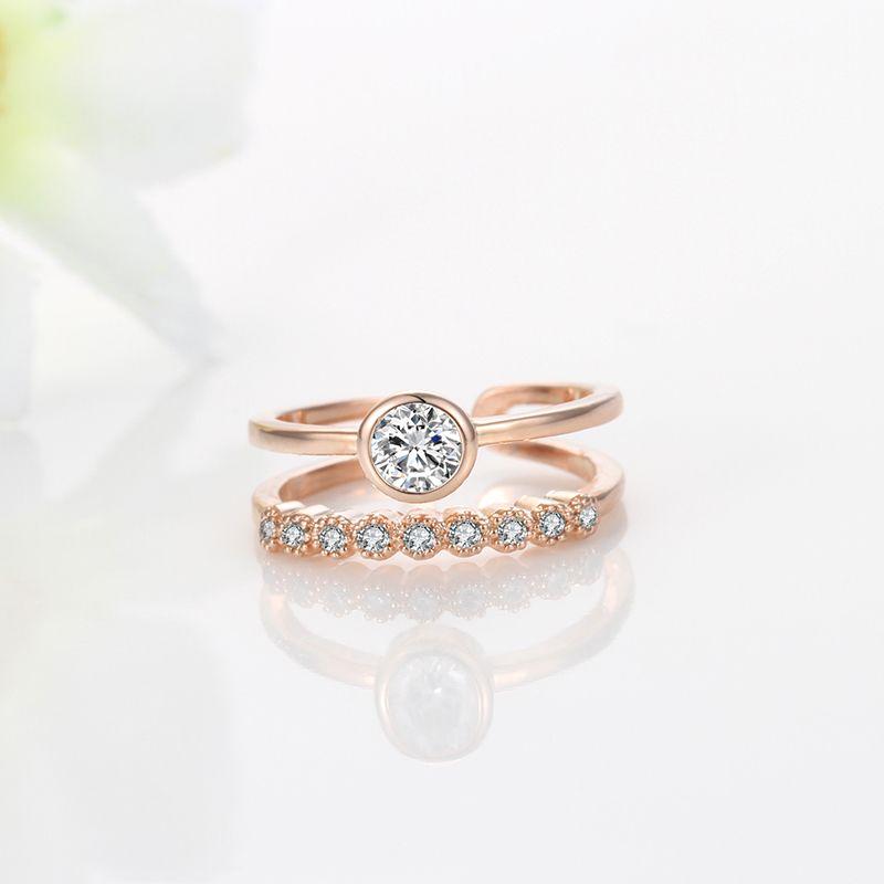 Double Band Toe Ring with Crystal Gemstones rose gold