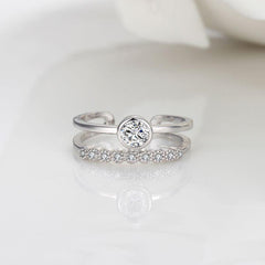 Double Band Toe Ring Crystal Gemstones silver