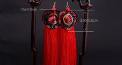 Embroidered Sequin Fringe Earrings