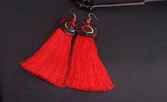 Embroidered Sequin Fringe Earrings