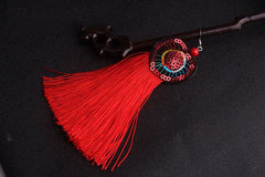 Embroidered Sequin Fringe Earrings