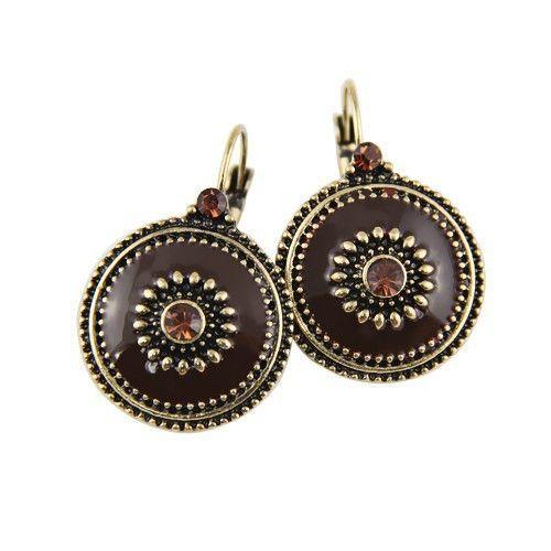 Enamel and Gemstones Statement Clip On Earrings