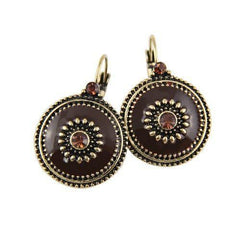 Enamel and Gemstones Statement Clip On Earrings