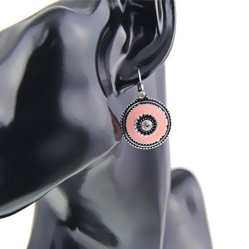 Enamel and Gemstones Statement Clip On Earrings